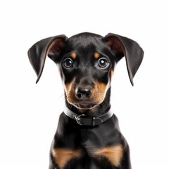 Baby Doberman Pinscher Breed Puppy Dog Portrait Close Up Generative AI