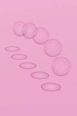 Soap bubbles on pink background. Abstract. 3d rendering