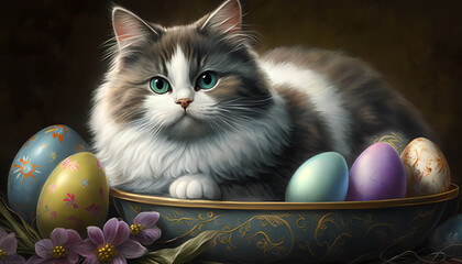 Fototapeta na wymiar Easter cat