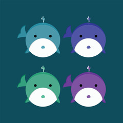 fish, sea, ocean, icon, whale, Fountain, cuteness, minimalism. Desiqkn.