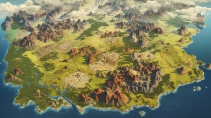 Obraz na płótnie Canvas RPG Game World Map