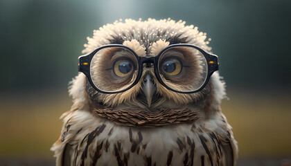 happy owl with glasses