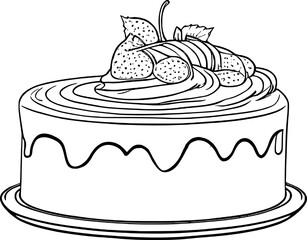 Strawberry Top Cake Vector