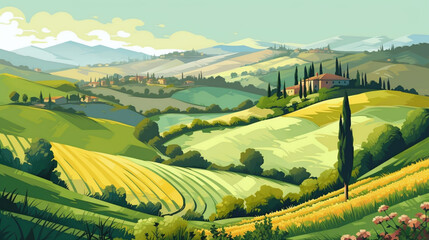 Tuscan Spring Delight: A Gorgeous Generative AI Spring Landscape in Tuscany, Italy
