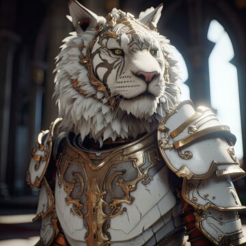 lion wearing armour