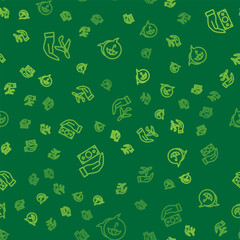 Set line Plane in hand, Money with shield and Umbrella on seamless pattern. Vector