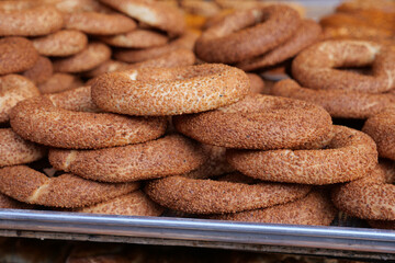 Turkish Bagel Simit on table 