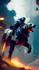 Obraz na płótnie Canvas Dog as an astronaut in Space