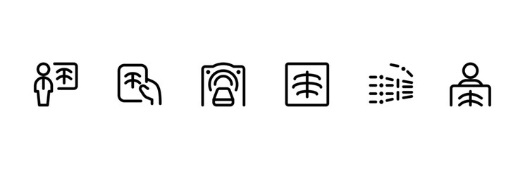 Body scan icon, radiology scan icon vector set design with Editable Stroke. Line, Solid, Flat Line, thin style and Suitable for Web Page, Mobile App, UI, UX design.
