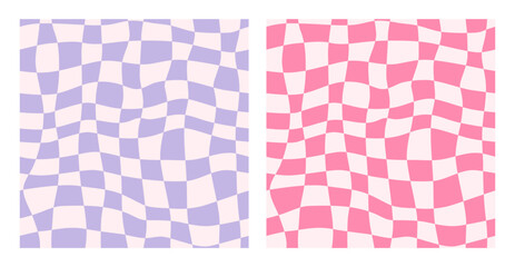 Groovy seamless patterns with funny happy daisy