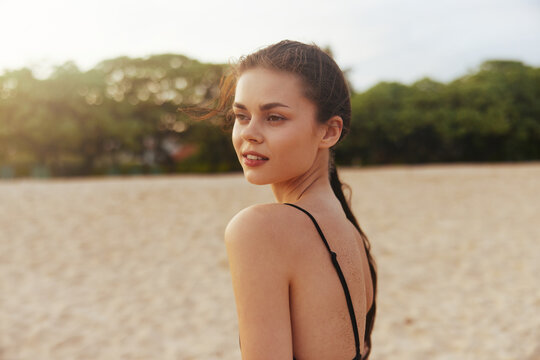 smile woman vacation beach summer ocean lifestyle sunset sea enjoyment sand