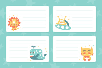 Notepad Page with Funny Kids Fantastic Animal Character Vector Template