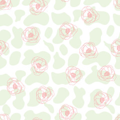 Vector abstract pastel peony repeating pattern background.