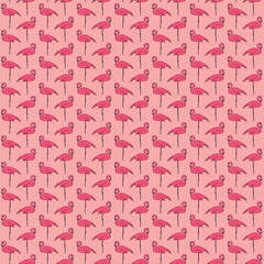 Vector abstract pink flamingos repeating pattern background.