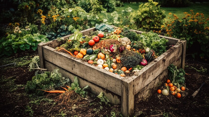 rotten veggies in composting trash bean Generative AI