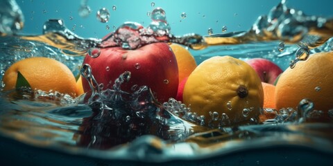 Fototapeta na wymiar vitamin healthy sweet background food green water strawberry fresh drop fruit. Generative AI.