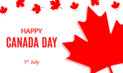 Happy Canada Day background with red maple leaf
