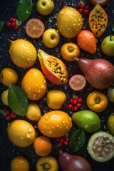 background fruit water fresh healthy drop food vitamin delicious green strawberry. Generative AI.