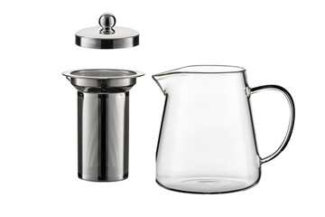 Empty glass teapot on white background