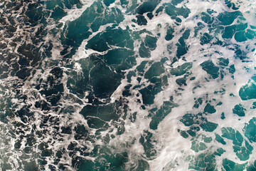 Blue waves, white sea foam background