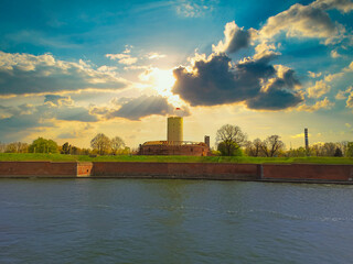 ruins of a fortress on the Polish coast. Wisłoujscie fortress. View from the Dead Wisla, Gdansk