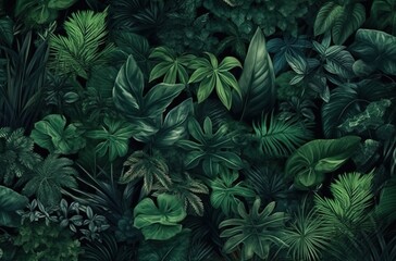 Naklejka na ściany i meble Green leaves background, generative ai