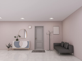 Interior hallway 3d render, 3d illustration