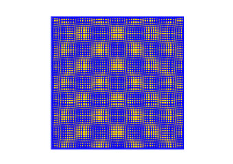 interessante quadratische fläche mit einem orthonogalem blauen gitter gefülltmit gelbem hintergrund, textiles netz, modern art,