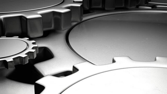 minimalistic background with bearings, gears, rotation, abstraction on a black background, 3d rendering