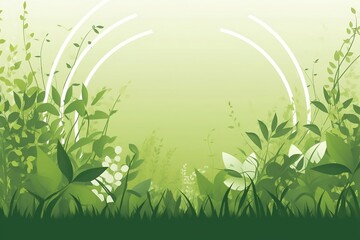 Simple sustainability ecology web background monotone green leafs - Generative ai