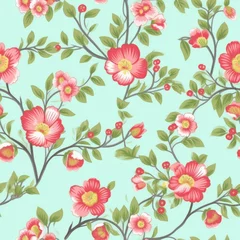 Schilderijen op glas Seamless floral pattern background © Enea