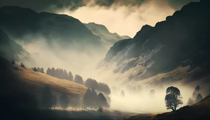 Foto op Canvas Misty mountain landscape © Oleksandr
