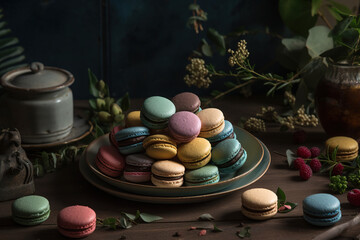 Obraz na płótnie Canvas Delicate and Colorful Macarons: A Taste of Elegance and Variety