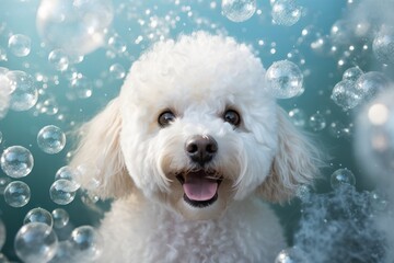 Bichon frise Dog gets hair cut at Pet Spa Grooming Salon. Generated ai Generative AI