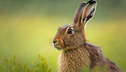 a bunny in the rain is close