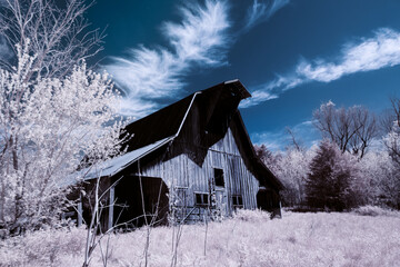 Old country barn in infrared 