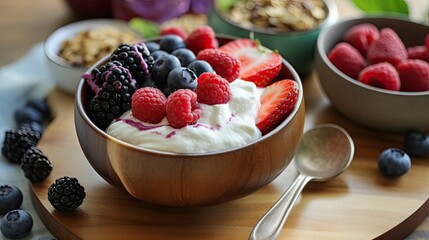 greek yogurt and berry breakfast bowl, generative ai