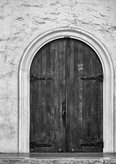 Old Wooden Doors on a European Style Cathedral.