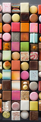 Fototapeta premium Colorful dozens of French assortment of petits fours. AI generative