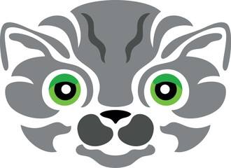 Portrait of gray cat with green eyes, isolated