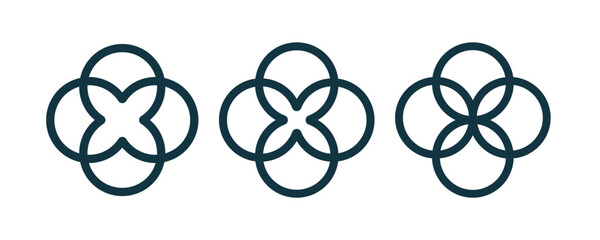 Quatrefoil symbol set. Quatrefoil geometric shape. Vector