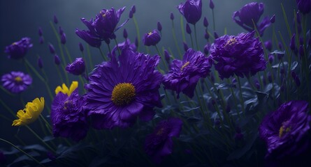 Purple flowers in the garden. Background . Generative AI