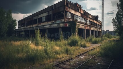 Fototapeta na wymiar Abandoned industrial facility AI generated