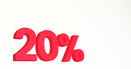 Red 3d numbers on white isolated background.