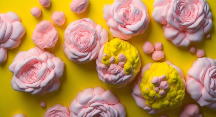 Obraz na płótnie Canvas Cotton candy flowers. Background. Generative AI