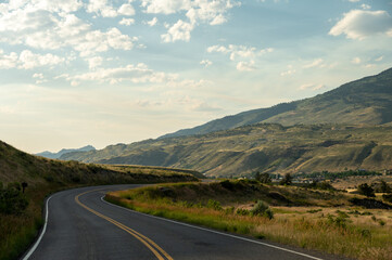 Empty Road Leading From Yellowstone To The Small Town of Gardiner Montana