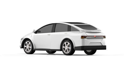 Fototapeta na wymiar White ev car or electric vehicle on white background
