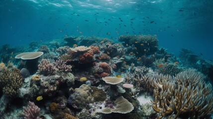 Fototapeta premium An underwater reef with a plethora of fish species AI generated