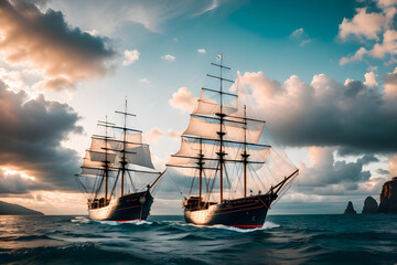 Fototapeta premium Sailing ship illustration