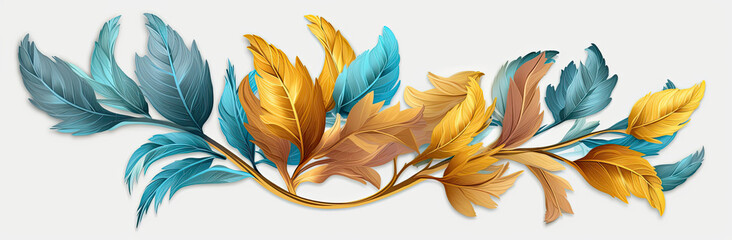 A bunch of colorful leaves on a white background created with Generative AI technology